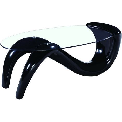 Mesa de centro oval "Maya" en fibra de vidrio - Negro
