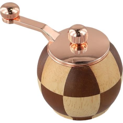 Moulin à poivre manivelle en bois massif avec motif damier, pour (1/5)