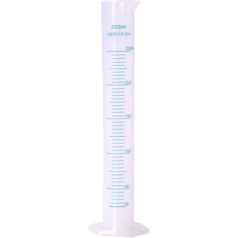 250-ml-Messzylinder aus transparentem Kunststoff, zylindrischer Messbecher aus Kunststoff, für Labor, Messwerkzeuge, Flüssigkeiten, Glaswaren und Laborbedarf (1/5)