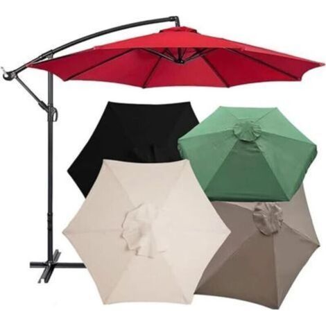 Ersatzbezüge Universeller Ersatzschirm für Garten, Terrasse, Hof, Strand, Pool, Markt, 3 m/6 Streben, khaki (Einzelner Schirmbezug, ohne Schirmgestell) (1/5)