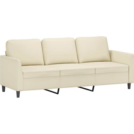 Canapé Sofa à 3 places Crème 180 cm Similicuir (1/5)