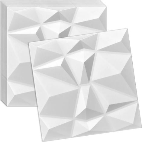 Panneau mural et plafond 3D blanc en polystyrène 50x50 cm – revêtement décoratif moderne, lot de 8 pièces (2 m²)