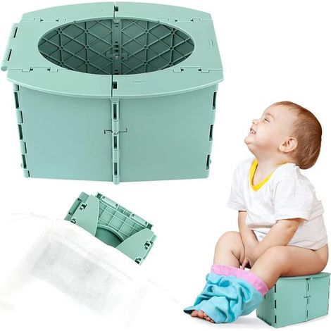 Orinal de viaje para niños,inodoro plegable para acampar al aire libre,orinal para niños pequeños (verde) (1/5)