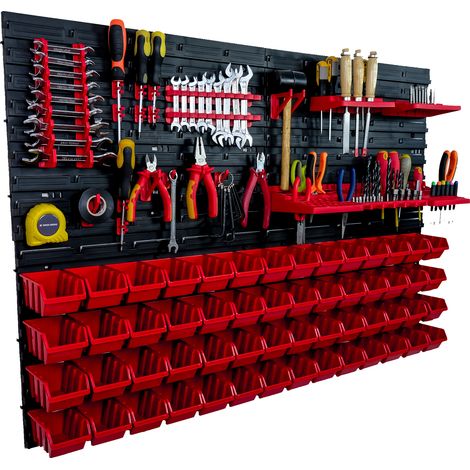 Panneau à outils d'atelier 115 x 78 cm + 56 plateaux (1/5)
