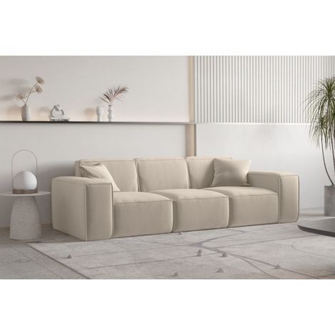 Sofa Designersofa CELES PREMIUM 3-Sitzer in Stoff Opera Velvet Beige (1/3)