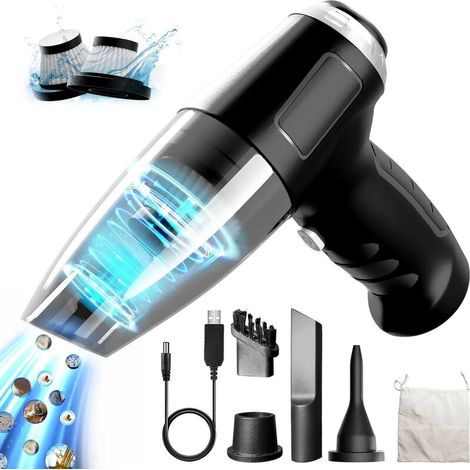 Aspirateur à main, sans Fil avec Batterie, , 7000Pa 120W Aspirateur Voiture Puissant, Portable USB, noir (1/5)