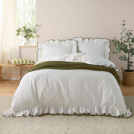 Ensemble de Couette à Volants en Coton - Olive - Simple (1/4)