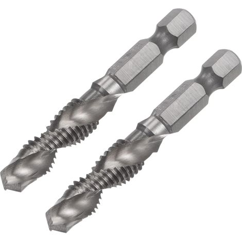 Juego combinado de brocas y machos de roscar de 30 piezas, vástago hexagonal de 1/4", M8 x 1.25, acero de alta velocidad 4341, herramienta de roscado con ranura espiral. (1/5)