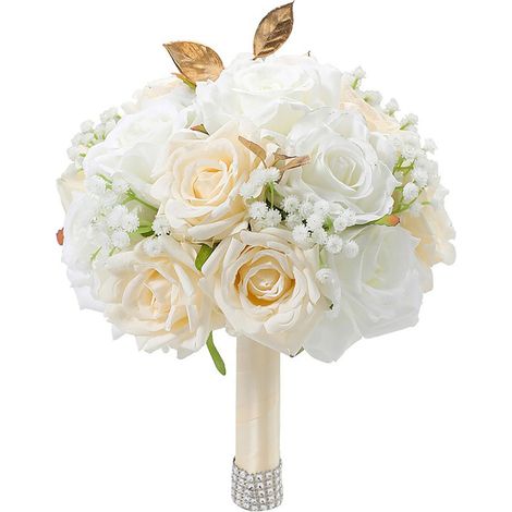 Champagnerfarbener Brautstrauß, Hochzeitsstrauß für Bräute und Brautjungfern, Blumenarrangement aus Rosen. (1/2)