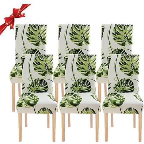 Housse de Chaise - - Lot de 6 - Bi-élastique - Beige - Facile à Nettoyer (1/4)
