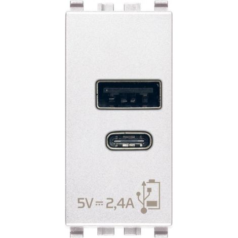 Presa Vimar eikon usb A+C 5V 15W 1M bianco Alimentatore  20292.AC.15.B (1/2)
