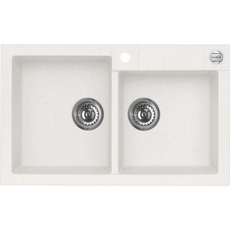 Alveus Rock - Fregadero de granito 78x48 cm, con control de desagüe, arctic 1090963