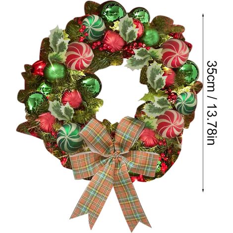 Schottisches LED-Weihnachtslichterkettenmuster, Wand- und Türdekoration, festlicher Türvorhang, Hängedekoration für Zuhause, 1 Stück (1/4)