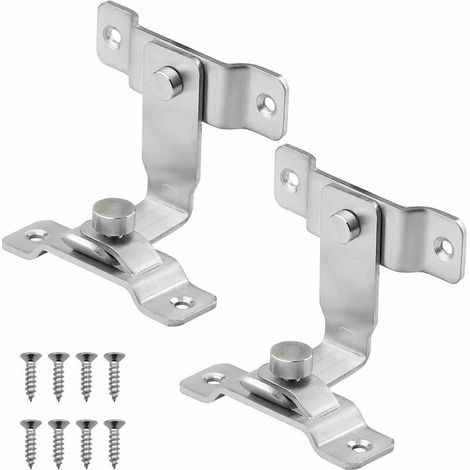 Lot de 2 Verrou de Porte à Angle Droit 90 Degrés, Serrure Porte Boucle de Verrouillage pour Porte de Fenêtre, Meubles et Portes Vis Inclus Lefou (1/5)