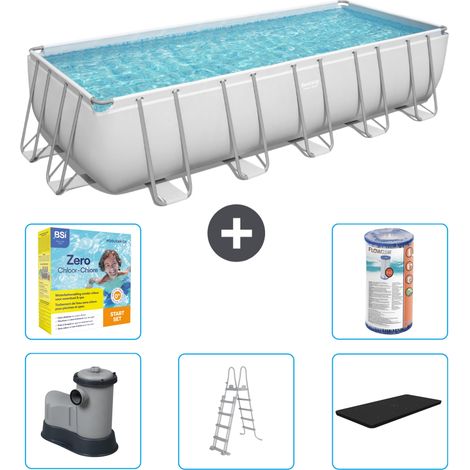 Piscine Rectangulaire Bestway Power Steel - 640 x 274 x 132 - Grise - Comprend des Accessoires CB33 (1/3)