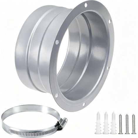 150MM Bride de Raccordement en Métal, Tube Rond Bride de Fixation Murale Connecteur, Adaptateur de Bride de Connexion avec des Pinces et Vis, pour Conduit de Ventilateur Flexible de Cuisine (1/5)