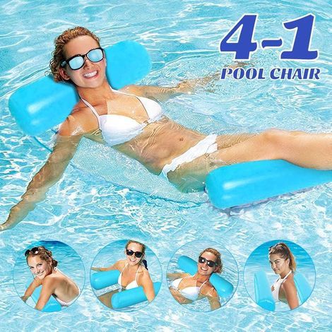 Lit de natation gonflable, hamac aquatique 4 en 1, chaise longue de piscine, matelas pneumatique, hamac gonflable pour adultes et enfants (bleu) (1/4)