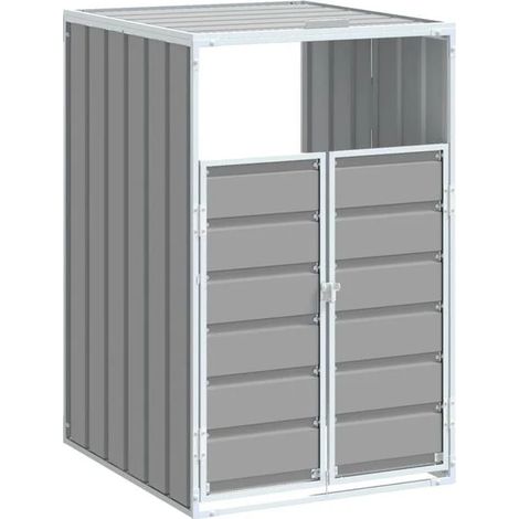 Casier de rangement à roulettes, adapté aux poubelles à un compartiment, gris acier (1/5)