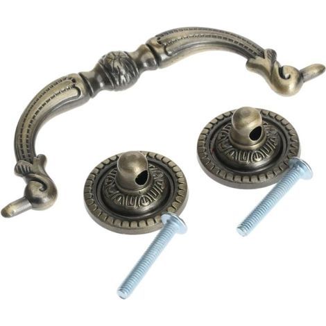 Juego de 2 tiradores extraíbles de bronce vintage para cómoda, con una distancia entre orificios de 96 mm, pomos antiguos para muebles con tornillos para cómodas, cajones, armarios y roperos. (1/5)