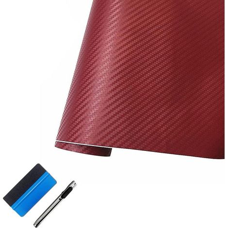 3D Carbonfolie dunkelrot blasenfrei mit Werkzeug 5x900cm (1/5)