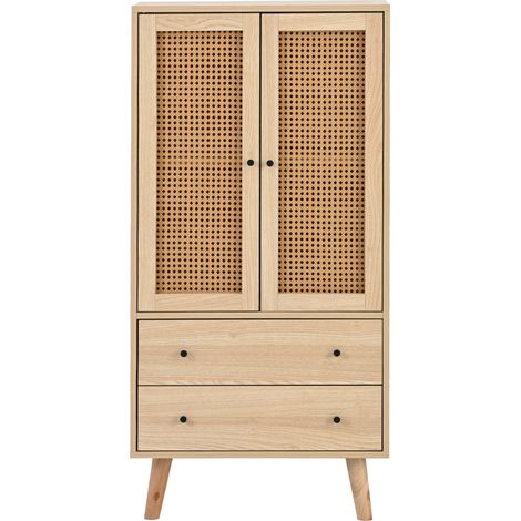Aparador de 2 puertas y 2 cajones 60 x 40 x 120 cm en color roble HOMVRA (1/5)