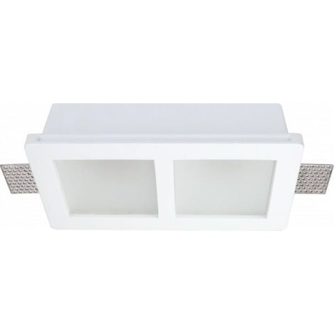 Support Spot GU10 Double LED Carré Blanc ø215mm + vitres opaques - SILAMP