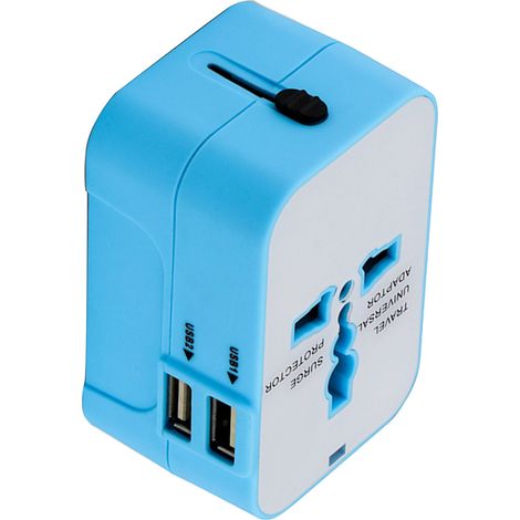 Adaptateur de Voyage Universel Prise Électrique Mondiale Convertisseur Multifonction Portable Bleu Compact (1/5)