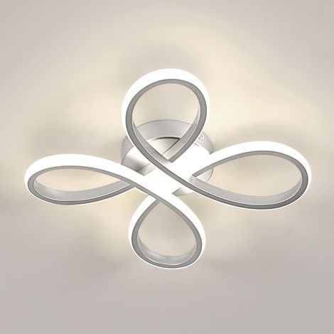 Plafonnier LED Moderne, 30W Lampe de Plafond, Luminaire Plafonnier LED pour Chambre salon, Salle à manger Cuisine, Lumière Neutre 4500K, Argent (1/5)