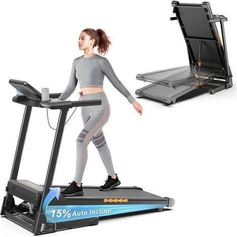 FORMILL Tapis de Course Pliable FT61 - 12 Programmes, Inclinaison Électrique 0–15%, Vitesse 13,5 km/h, Écran LED