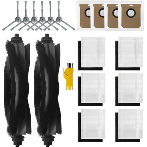 19-teiliges Zubehörset für Eufy Clean L50/L60 – Teile-Set – 2 Hauptbürsten – 6 Seitenbürsten – 6 Filter – 4 Staubbeutel – Ersatzteilset (1/5)