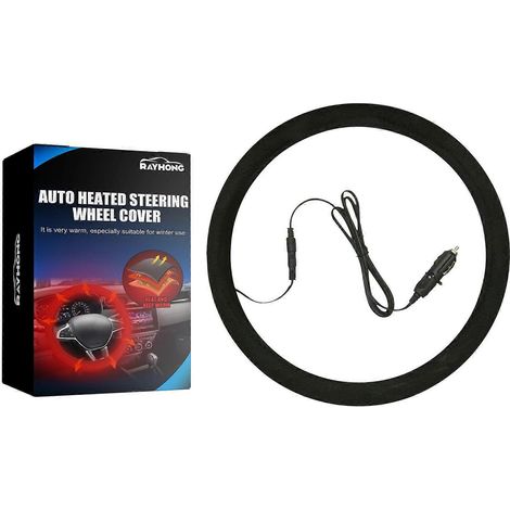 Housse de volant chauffante 12 V, protection chauffante ultra confortable pour volant de voiture (1/4)