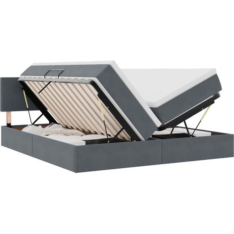 Maison Exclusive - Aufbewahrungsbett mit Kopfteil Dunkelgrau 90 x