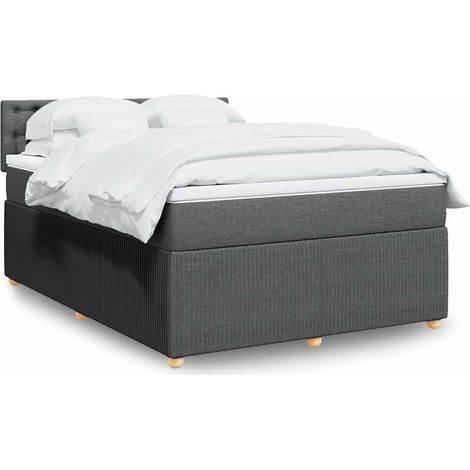 Boxspringbett mit Matratze Dunkelgrau 160x200 cm Stoff