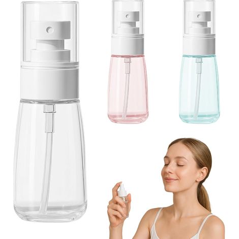 3 pièce Bouteille de Pulvérisation Voyage Vide Plastique Réutilisables,Pour Skincare Lotion,Spray de Maquillage,Parfums,Cosmétique,Transparent,Rose transparent,Bleu transparent.(60ml) (1/5)