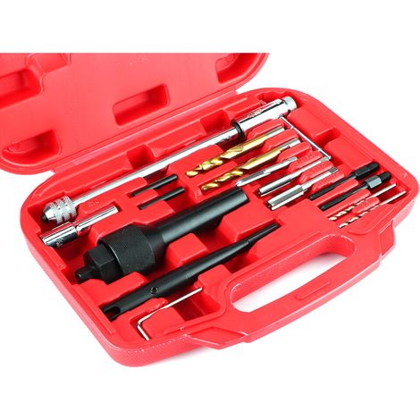 Kit de herramientas de acero de 16 piezas para la extracción de bujías incandescentes para culatas de 0,3 y 0,4 pulgadas.