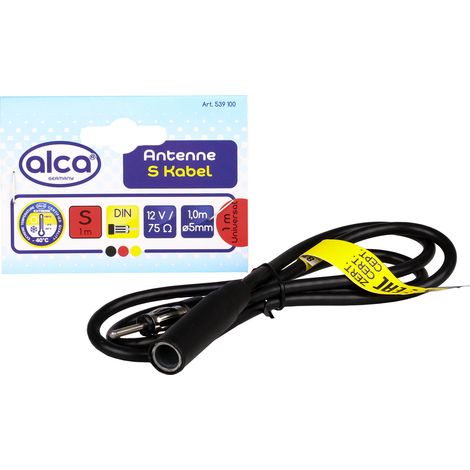 alca® Autoradio DIN Antennen-Verlängerungskabel 1 m Verlängerung Kfz Koaxial mit Adapter Stecker FM/AM LM UKW Antennen Kabel Universal