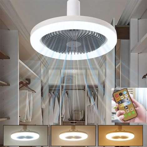 Silent Socket Fan Light Screw In Ceiling Fan Light Socket LED Bulb Fan Ceiling Fan Light With Light And Remote Control For Kitchen Bathroom Storage Garage Grey (1/5)