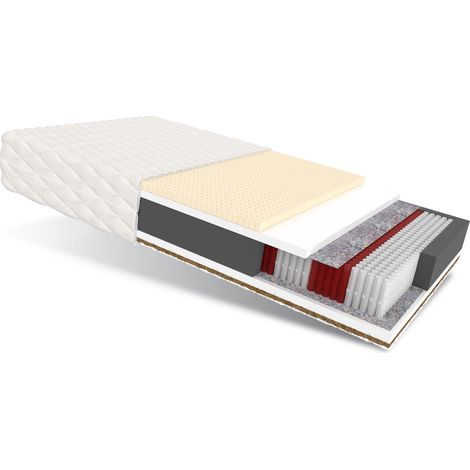 Matratze 140x200 Multipocket Taschenfederkern FORGIA 7 Zonen H3 H5 20 cm Latex Kokos Polyurethanschaum Jersey
