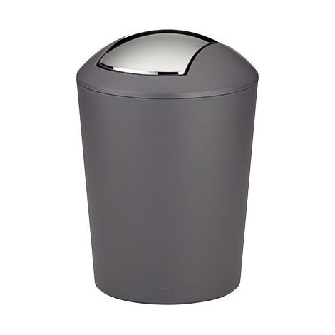 Poubelle de Salle de Bain en Plastique Gris et Argent Marta - 5L