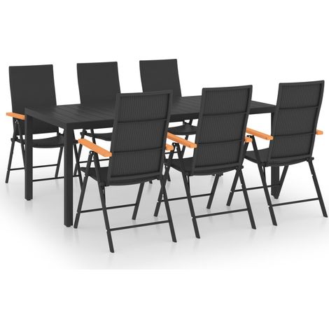 7-tlg. Garten-Essgruppe Schwarz und Braun vidaXL (1/5)