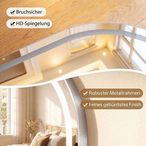 Oval LED Bathroom Mirror with Anti-Fog and Adjustable Light (1/5)
