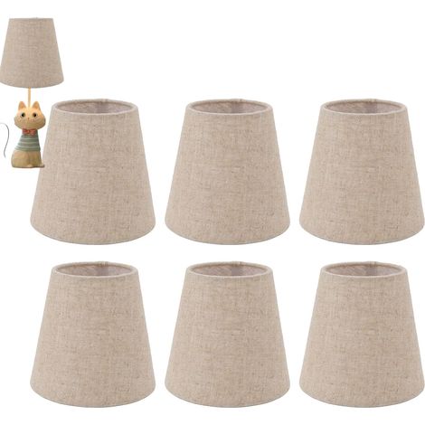 Petit Abat-jour Ensemble De 6, Abats-jour de Lampe en Tissu,Abat-jour De Lustre En Lin Clip Sur Abat-jours, E14, 3,7 X 5,5 X 5,1 Pouces (1/5)