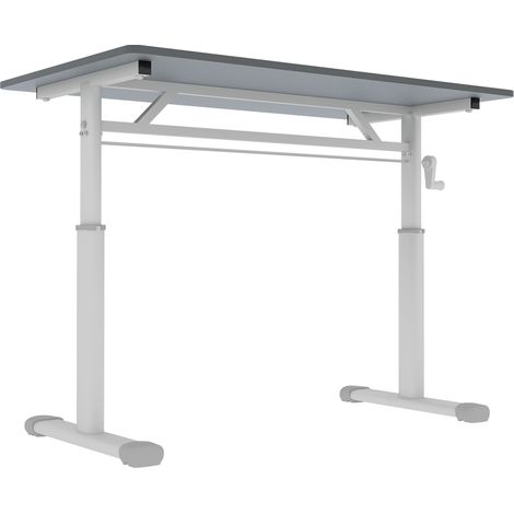 Scrivania regolabile in altezza per studio e ufficio, 100 x 60 cm, grigio, metallo e legno, MODENUIT (1/5)