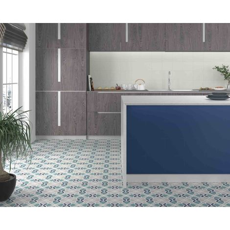 Carrelage Imitation Carreaux de Ciment DORIA Navy 20x20cm (1/3)