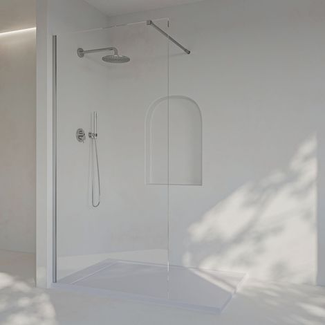 Paroi de douche fixe, installation facile SOULBATH, verre de sécurité 8 mm anticalcaire, 90 cm de large x 200 cm de haut, profilé chrome (1/5)