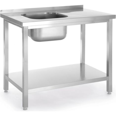 Table d'évier avec étagère, vissée - 600x800xH875 mm - Ref 817001 - Hendi