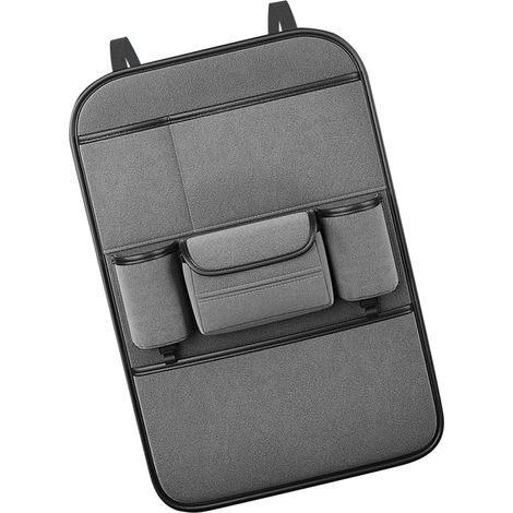 Sac de Rangement Dossier de Siège Auto, Grande Capacité, Organiseur Multifonctionnel Suspension pour Siège Arrière, Bureau, Siège Enfant, Gris (1/5)