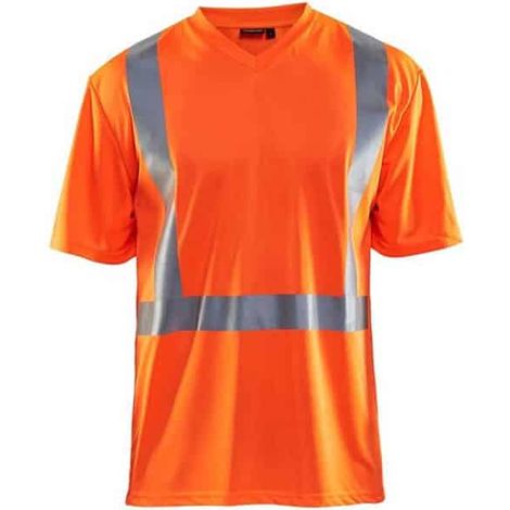T-shirt de travail haute visibilité col V anti-UV anti-odeur 3382 - Orange fluo XL (1/5)