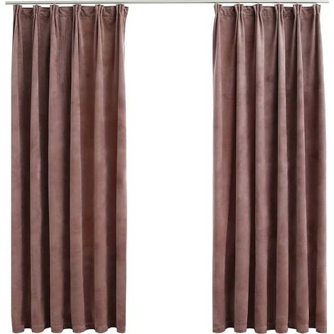 Maison Exclusive - Tende Oscuranti con Ganci 2 pz Rosa Antico in Velluto 140x175cm (1/5)