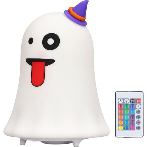 Veilleuse LED tactile en silicone, 7 couleurs changeantes, rechargeable par USB, veilleuse fantôme avec télécommande pour Halloween (1/5)